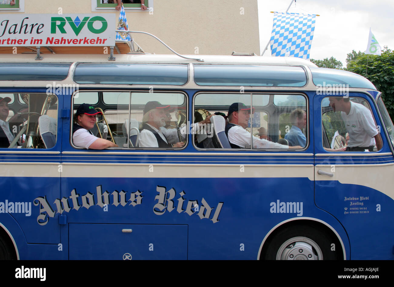 old RVO Bus local transport 30 years ago Regional Verkehr Oberbayern Bad Toelz Bavaria Germany Stock Photo