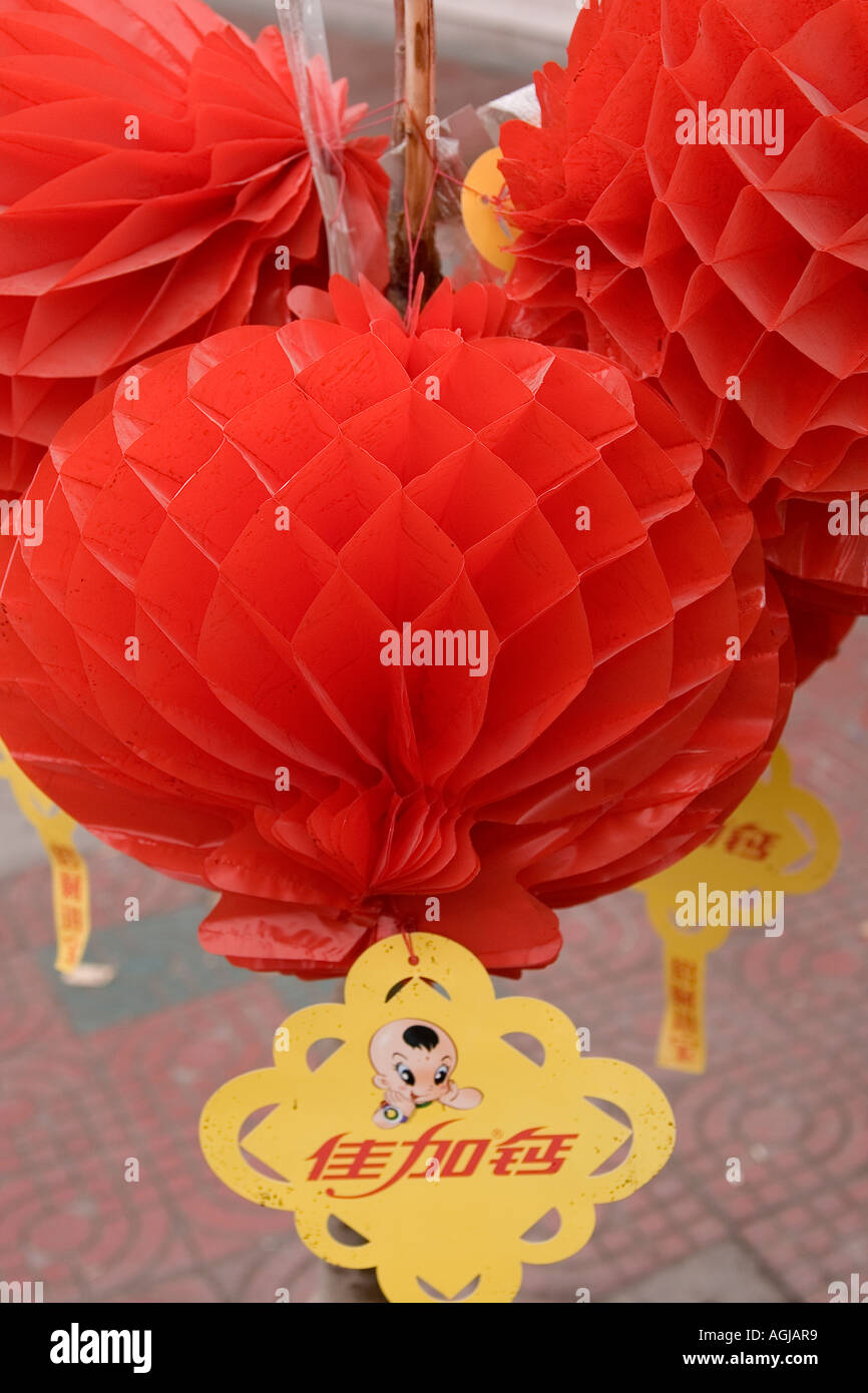 asia china red paperballons paperlamps balls red decoration Stock Photo