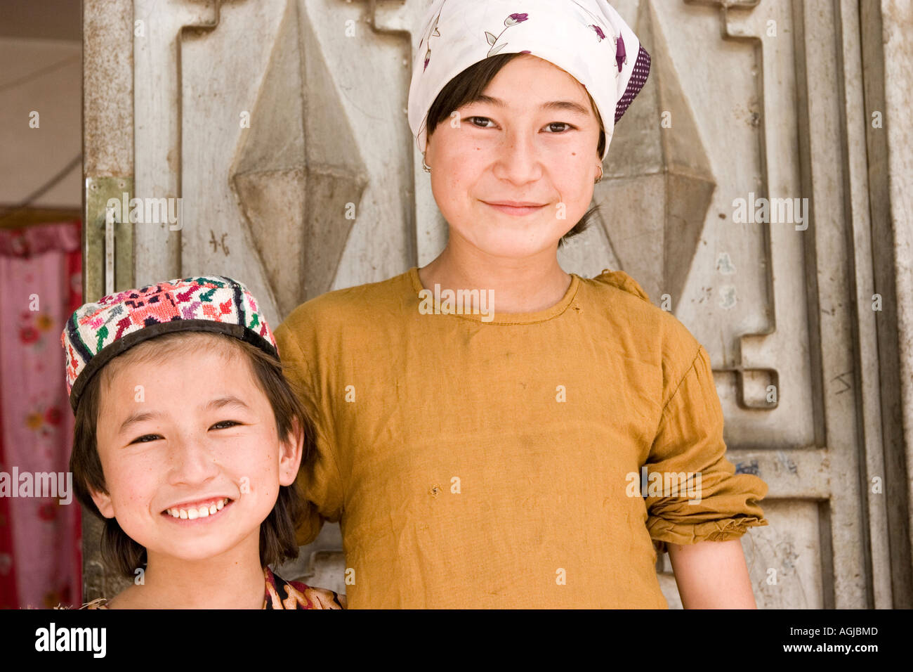 asia china portrait of young girls of the ethnic group named uygur in yutian at silkroad Stock Photo