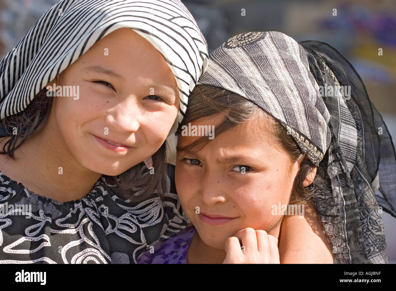 asia china two chinese girls in khotan at silkroad Stock Photo