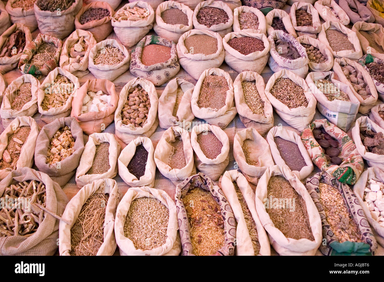 asia china spices and dried fruits on the market in kashgar at silkroad Stock Photo
