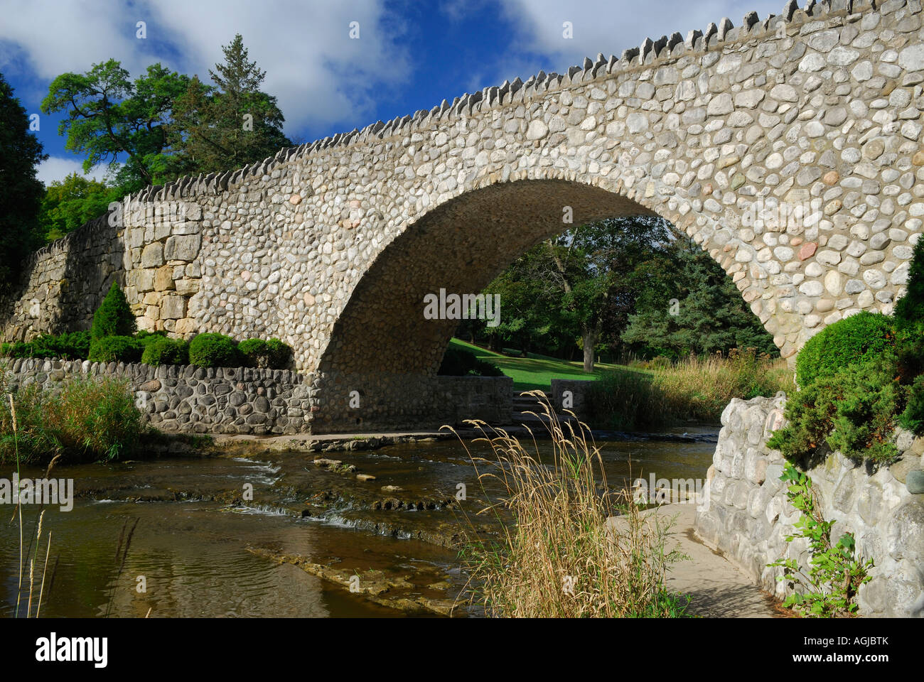 Stone bridge over Spencer creek at sters Falls Conservation Area