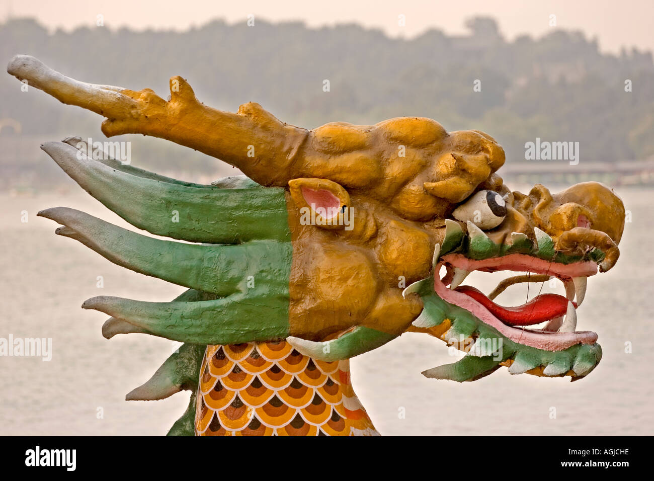 asia china dragonhead part of a trip boat on kunming see in sommerpalace in beijing Stock Photo