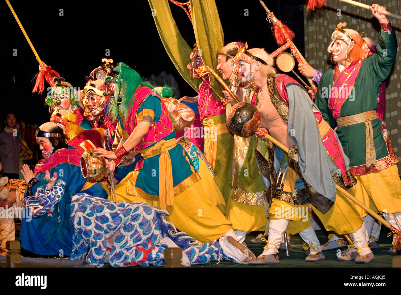 asia china artists of the beijing opera on stage Stock Photo