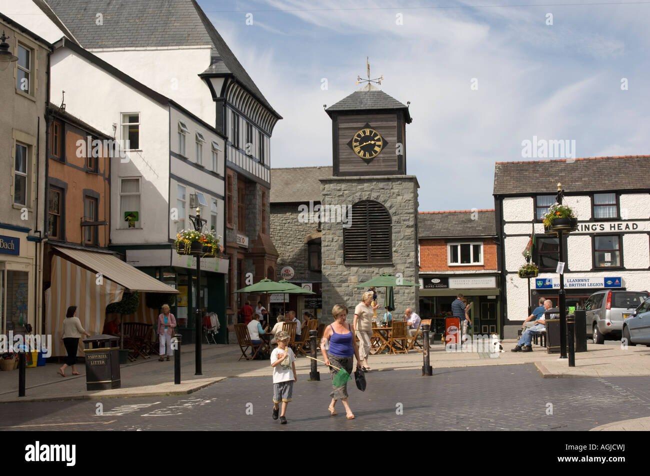 town square and clocktower llanrwst conwy valley gwynedd north wales ...