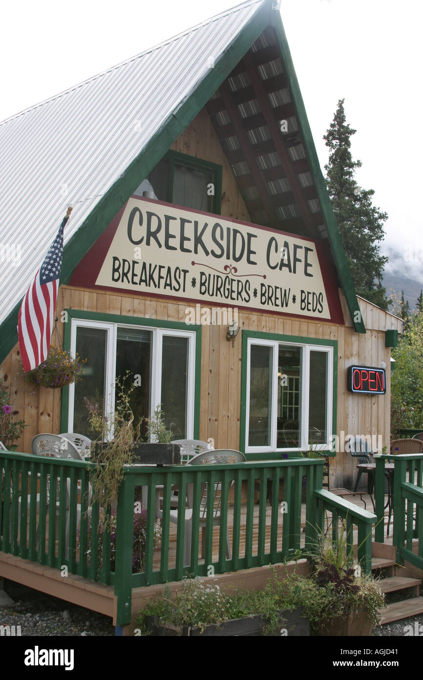 the Creekside Cafe near the Denali Nationalpark Alaska USA Stock Photo