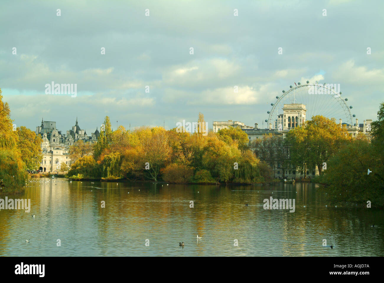 View Across a Lake to Buckingham Palace  Stock Photo