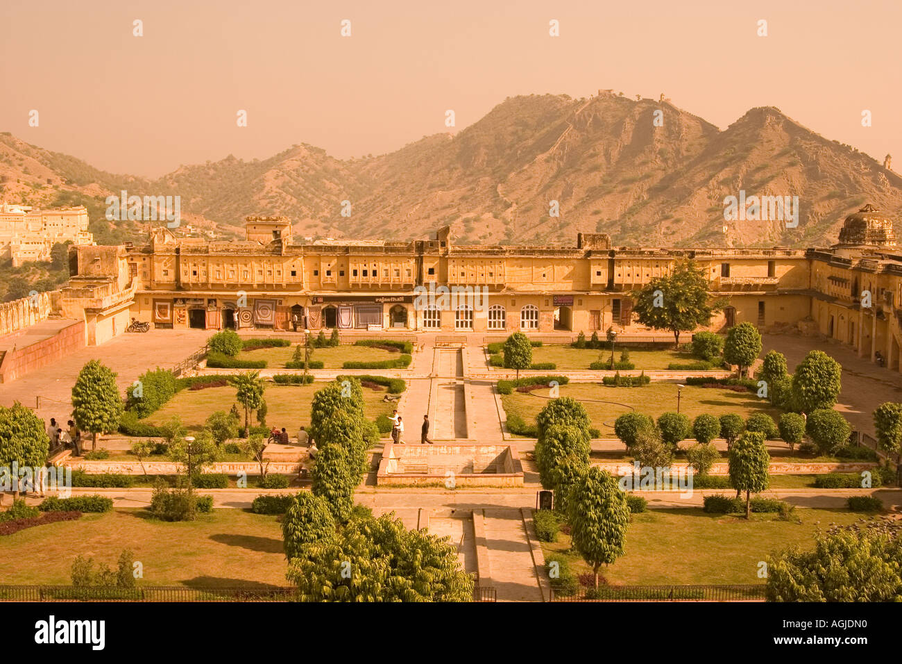 asia india garden in fort amber rajasthan Stock Photo