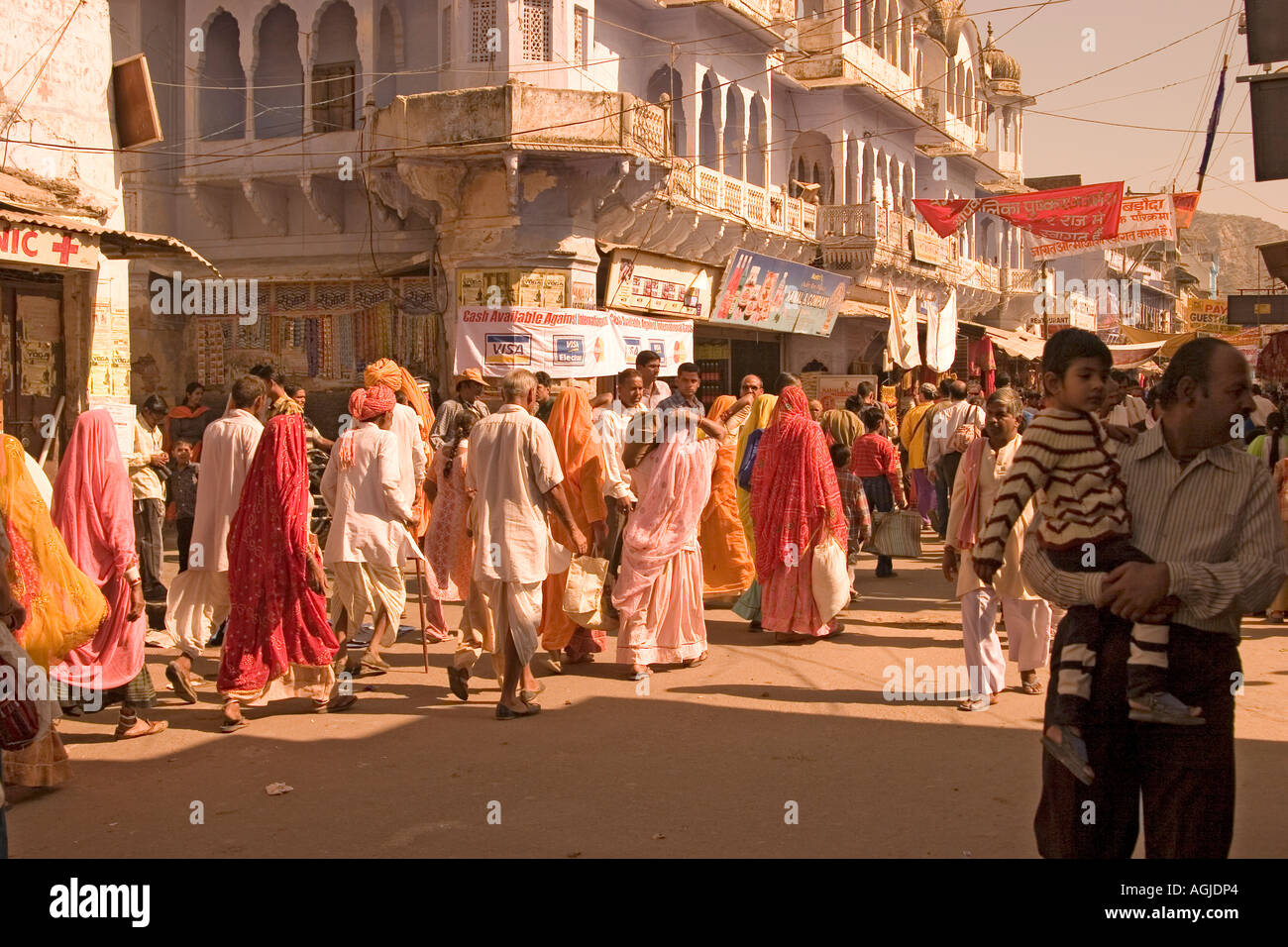 india pilgrims in pushkar during the pilgrim feast pushkar mela Stock Photo