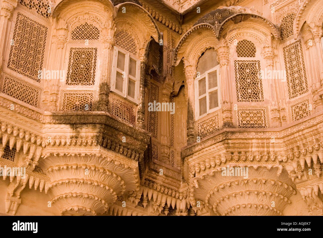 india facades of the meherangarh fortress in jodhpur rajasthan Stock Photo