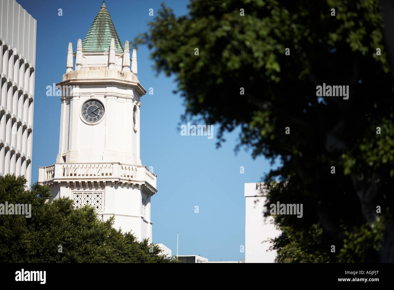 Clock Tower Near UCLA Campus, West Los Angeles, California, USA Stock