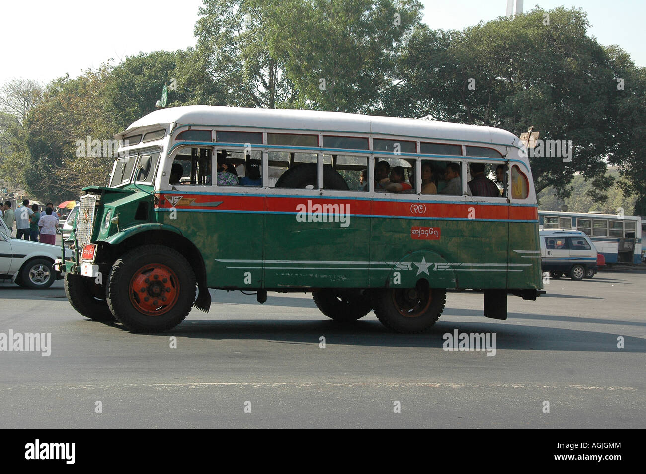 Yangon Myanmar a local bus Stock Photo