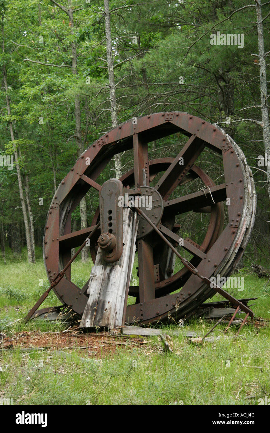 Lumber Mill Manistee old wheel woodworking historical "Big Wheel in the