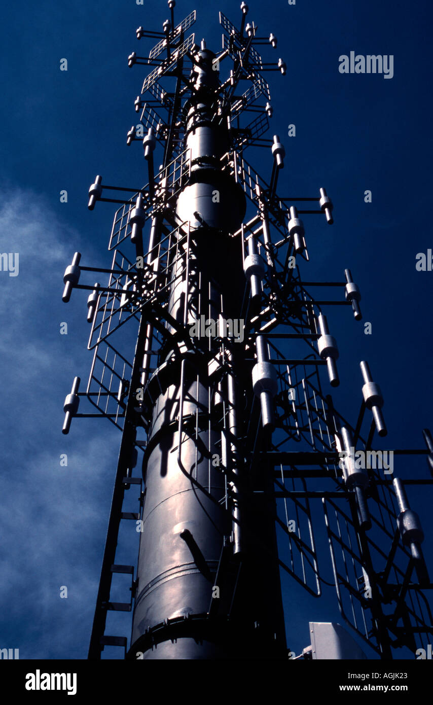 Communications antenna above Montreux Switzerland Stock Photo
