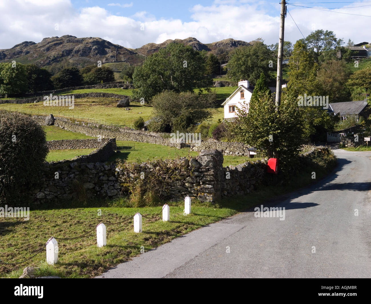 The tiny hamlet of Kentmere at the top of the River Kent valley Cumbria
