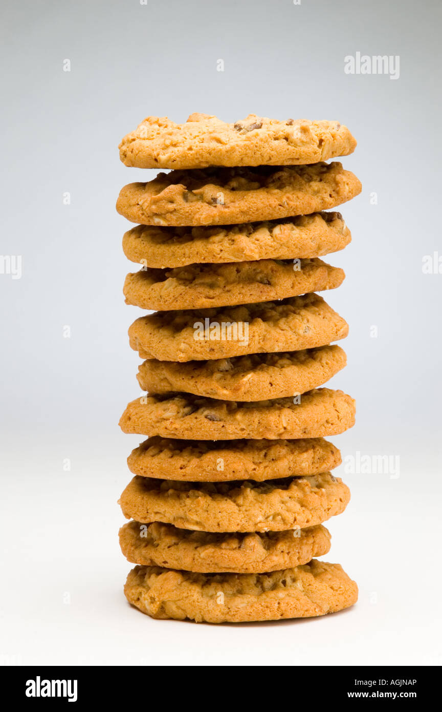 Stack of chocolate chip and oatmeal cookies Stock Photo - Alamy