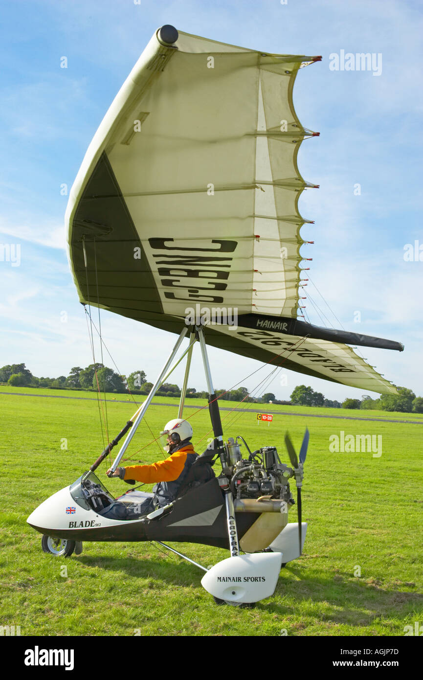 Microlight Aircraft Preparing for Takeoff Wolverhampton Airport Stock Photo