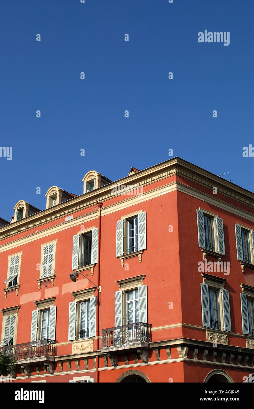 Neoclassical orche coloured apartments Nice France Stock Photo Alamy