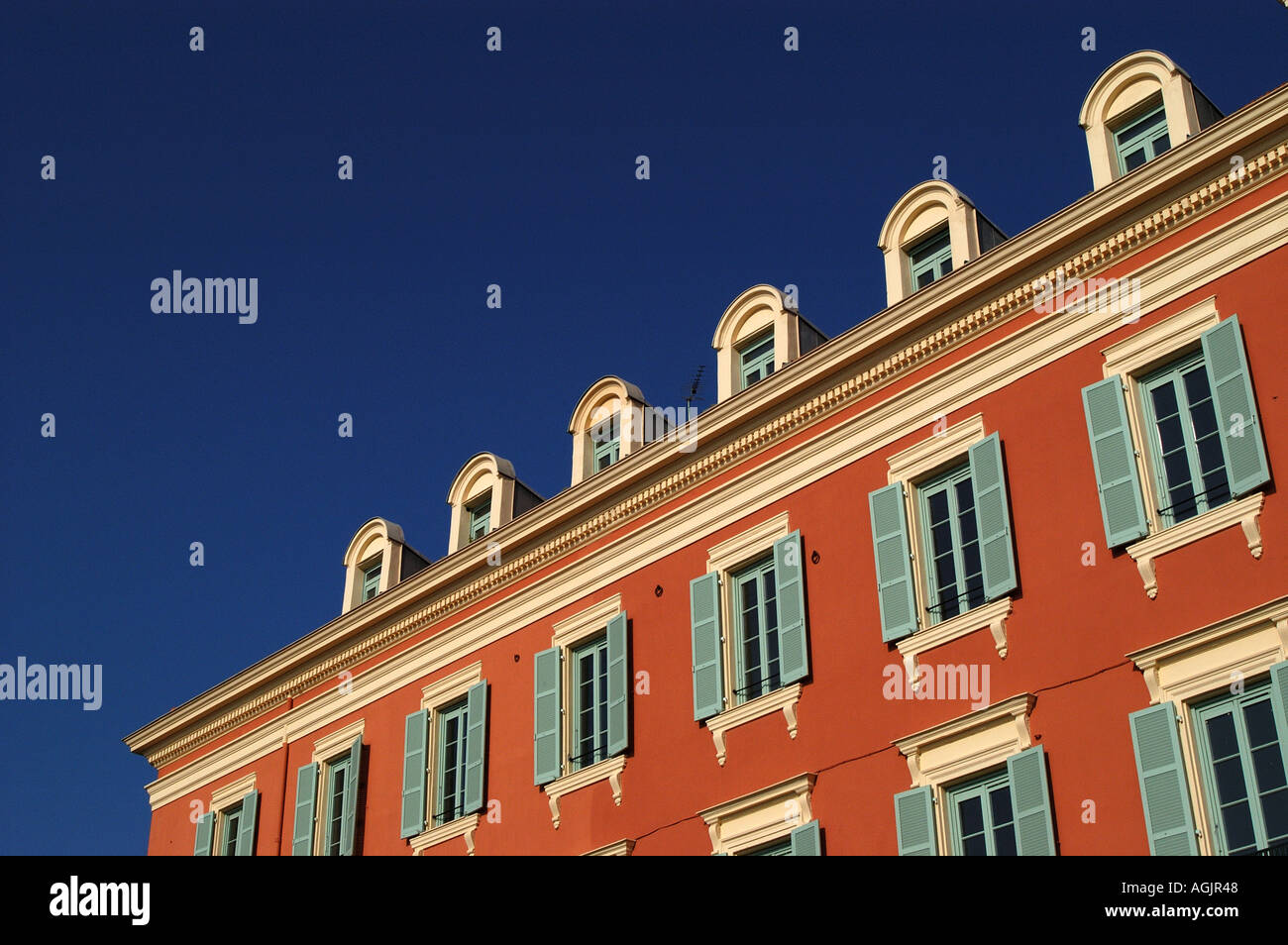 Typical neoclassical orche coloured apartments Nice France Stock Photo Alamy