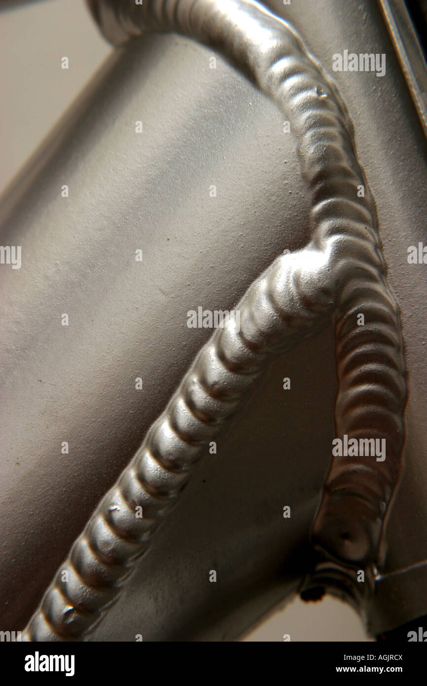 Close up of bicycle frame welding and joints Stock Photo Alamy