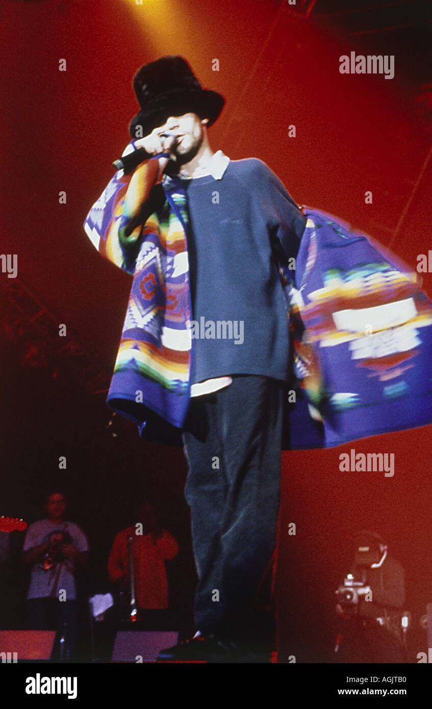 JAMIROQUAI UK group with lad singer Jay Kay in 1997 Stock Photo