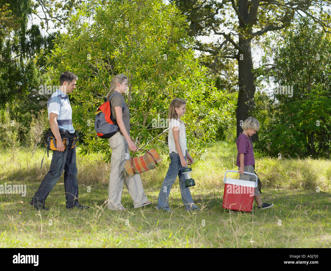 Family going camping Stock Photo
