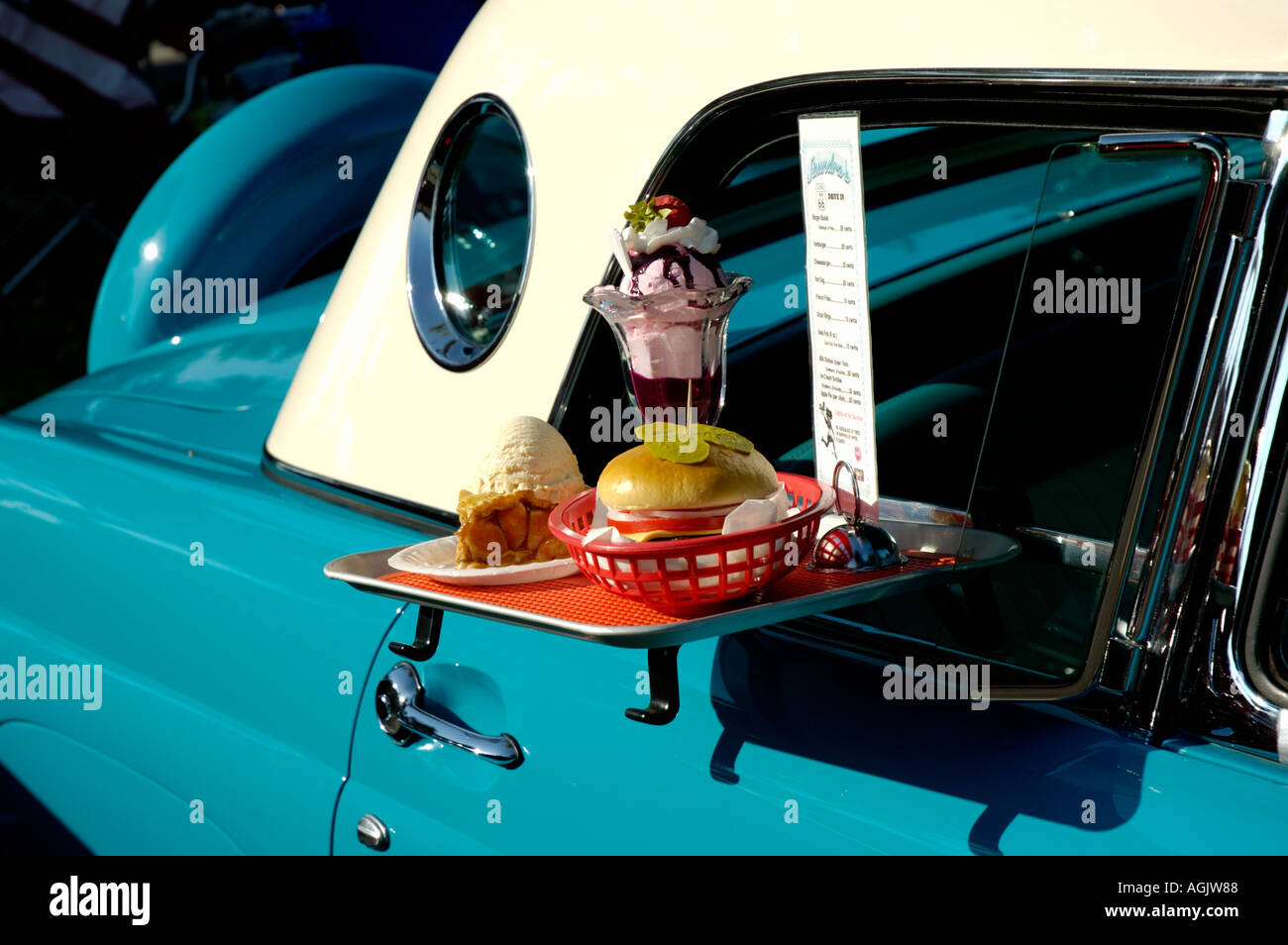 Vintage car with food tray in the 