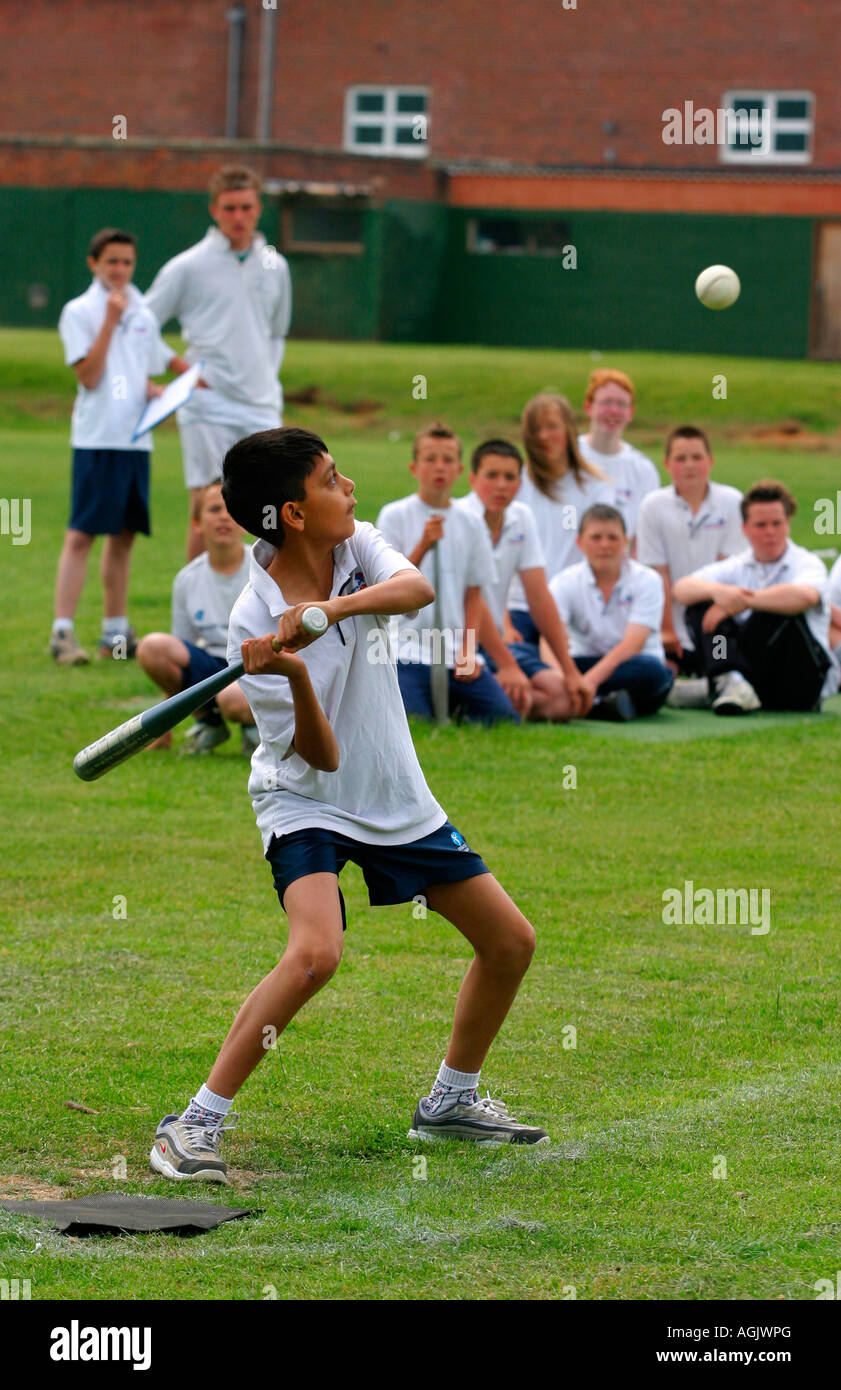 Base ball rounders pe class High School south of england uk great britain Stock Photo