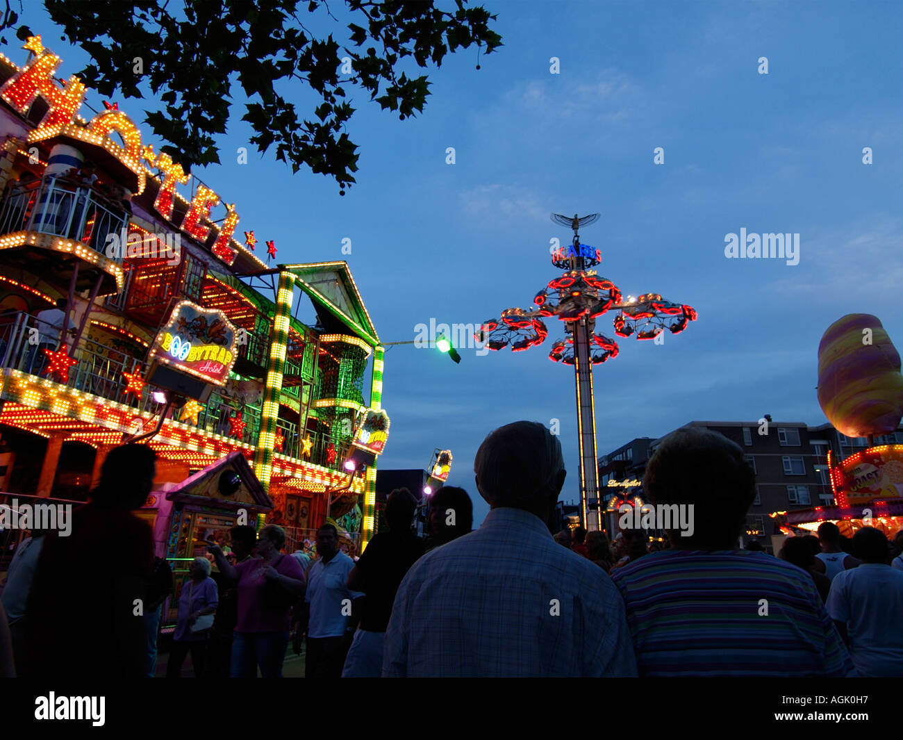 Lots of people visit the yearly fun fair fairground in Tilburg the Netherlands Stock Photo