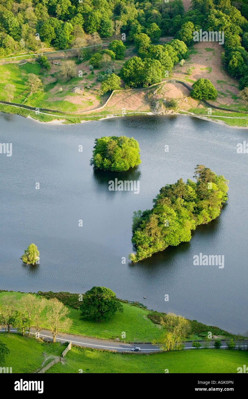 Islands in Rydal Water, Lake District National Park, Cumbria, UK Stock Photo
