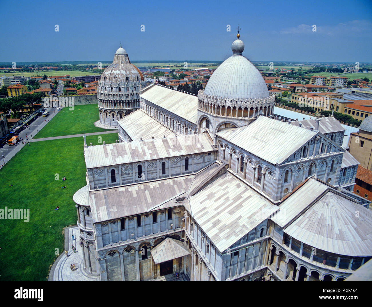 The view from the top of Leaning Tower of Pisa Italy Stock Photo