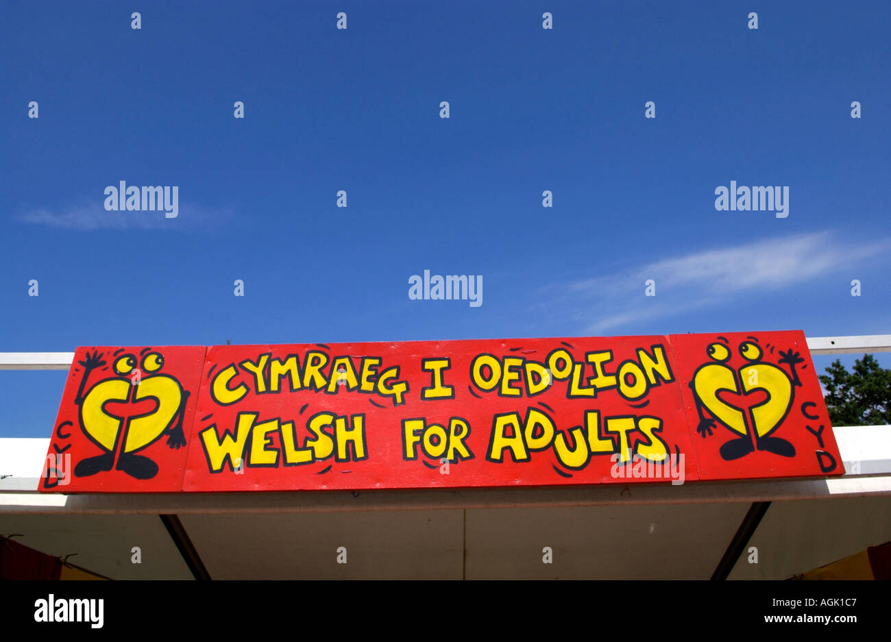 WELSH FOR ADULTS bilingual Welsh English language sign at the National