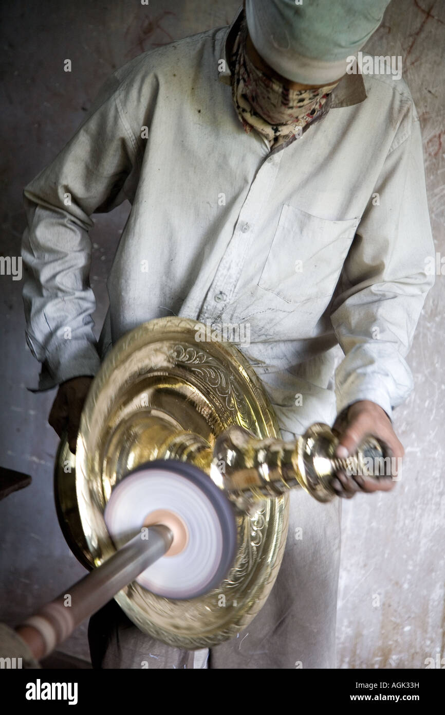 Brassworks in a craftman area near Kandy Stock Photo