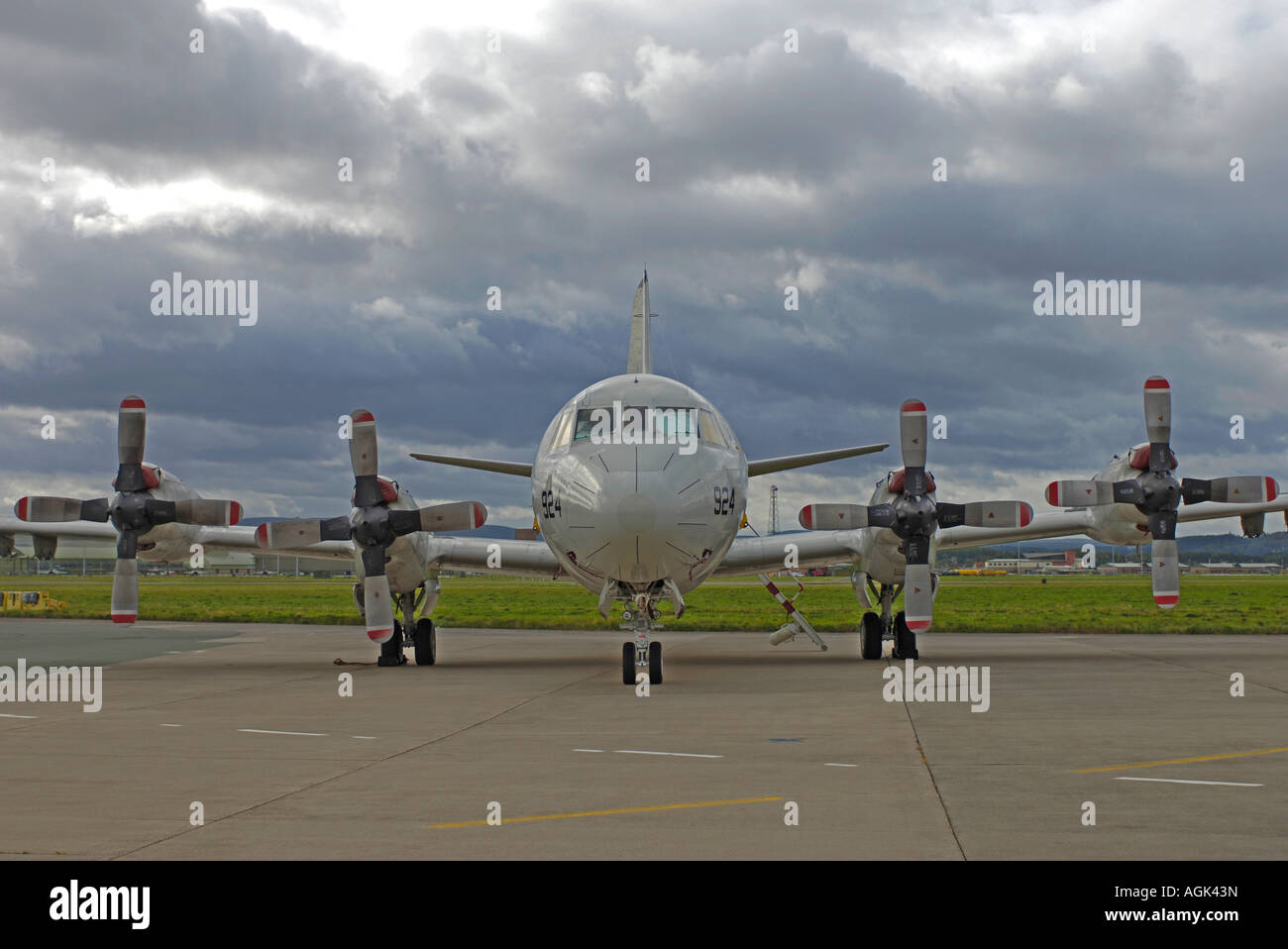 US Navy Lockheed Martin P-3C Orion on exercise at RAF Kinloss Morayshire Scotland Stock Photo