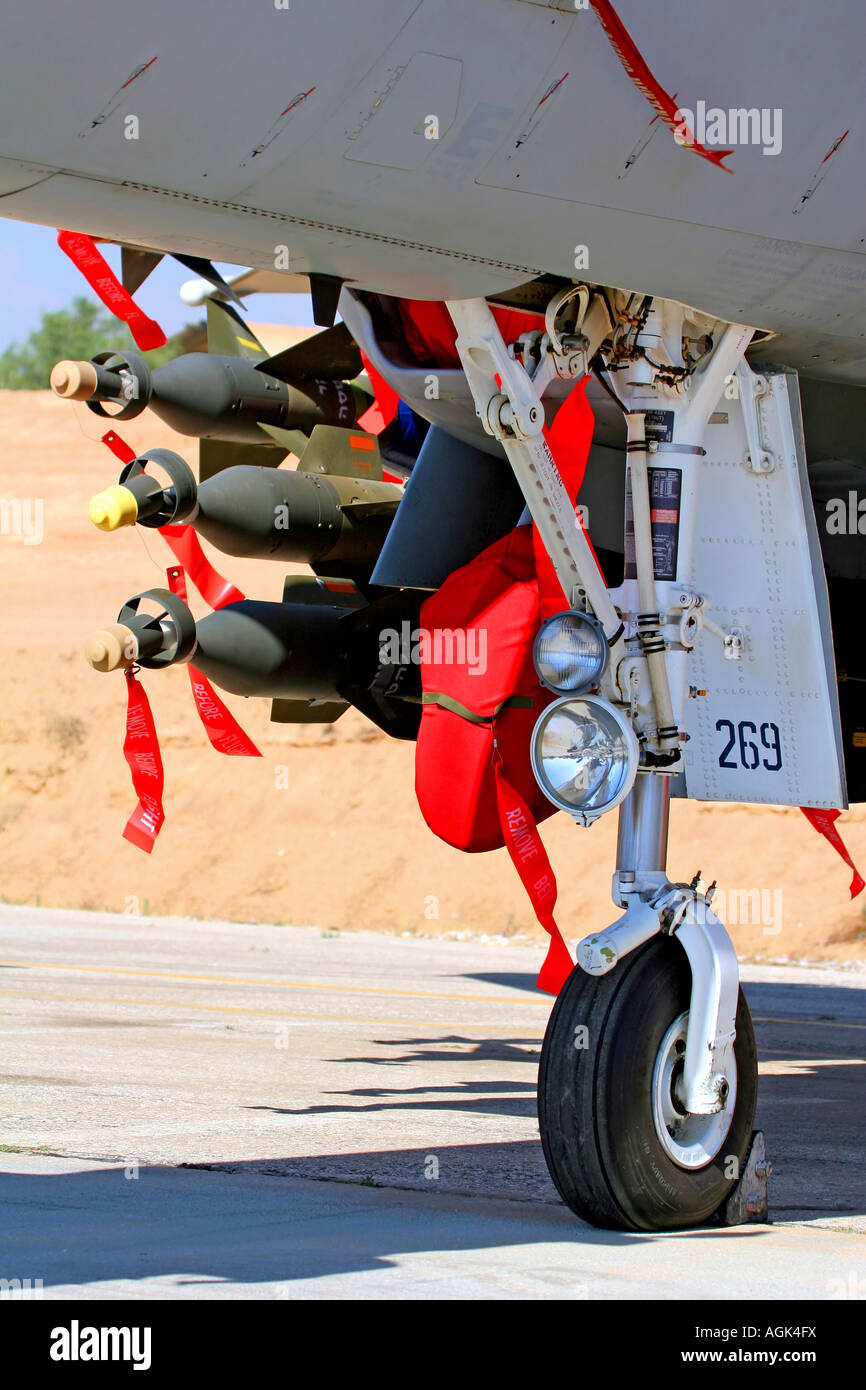 Israeli Air force Boeing F 15I Thunder Ra am loaded with GBU 16 Paveway II laser guided bombs Stock Photo