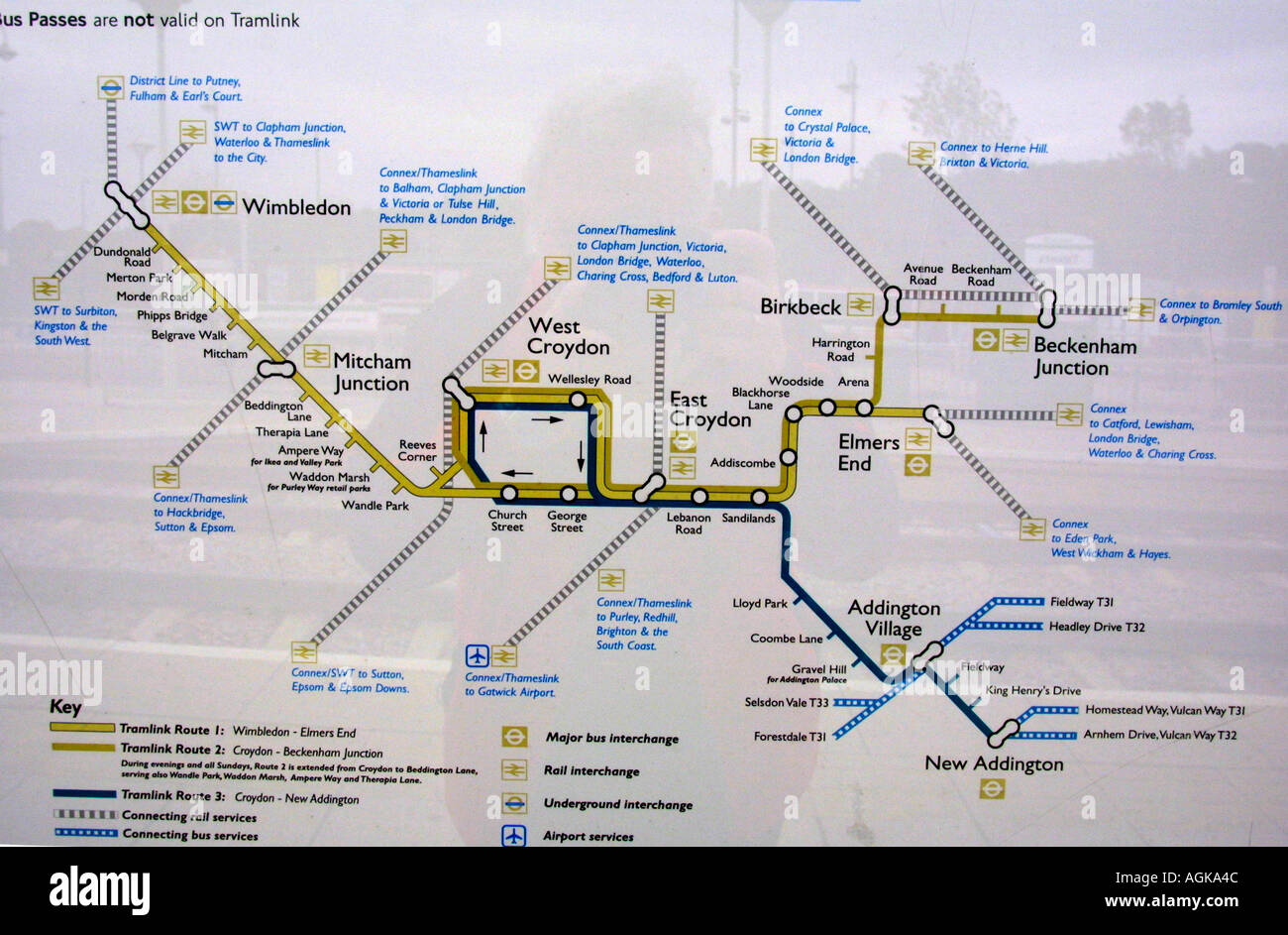 Map Of Stations On The New Tramlink Service Croydon Surrey UK Stock 