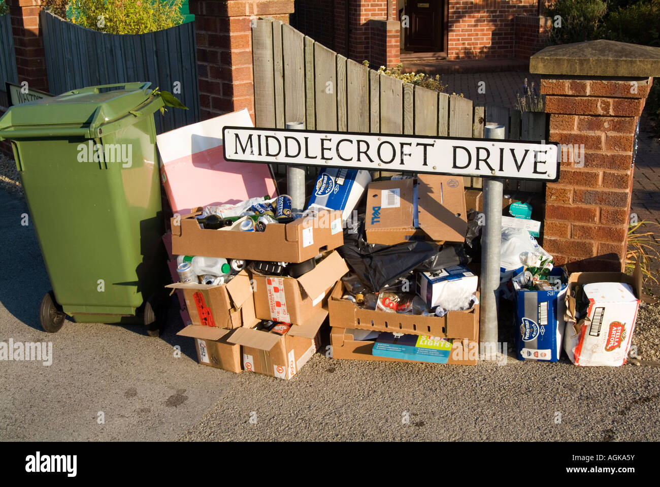 kerbside recycling recycle rubbish trash waste Stock Photo Alamy