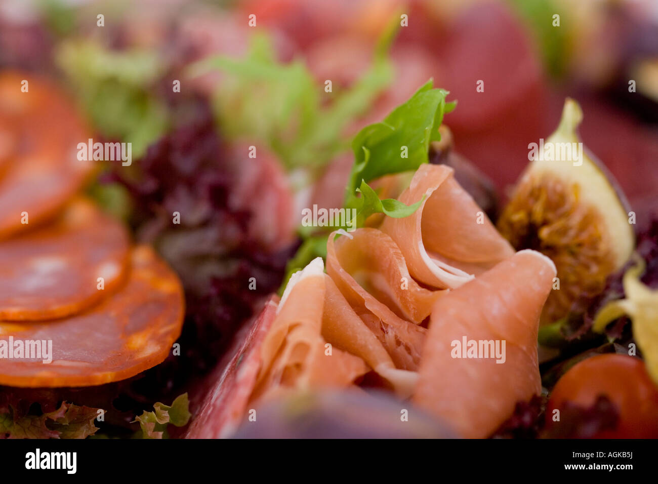 Selection of cold meats and salad Stock Photo