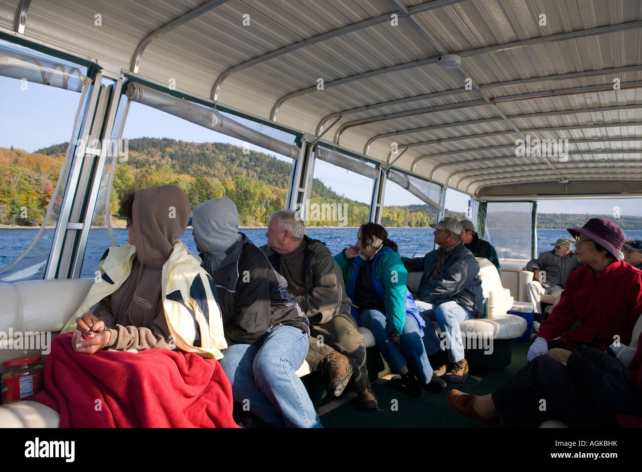 Moosewatching boat on Moosehead Lake Maine USA Stock Photo Alamy
