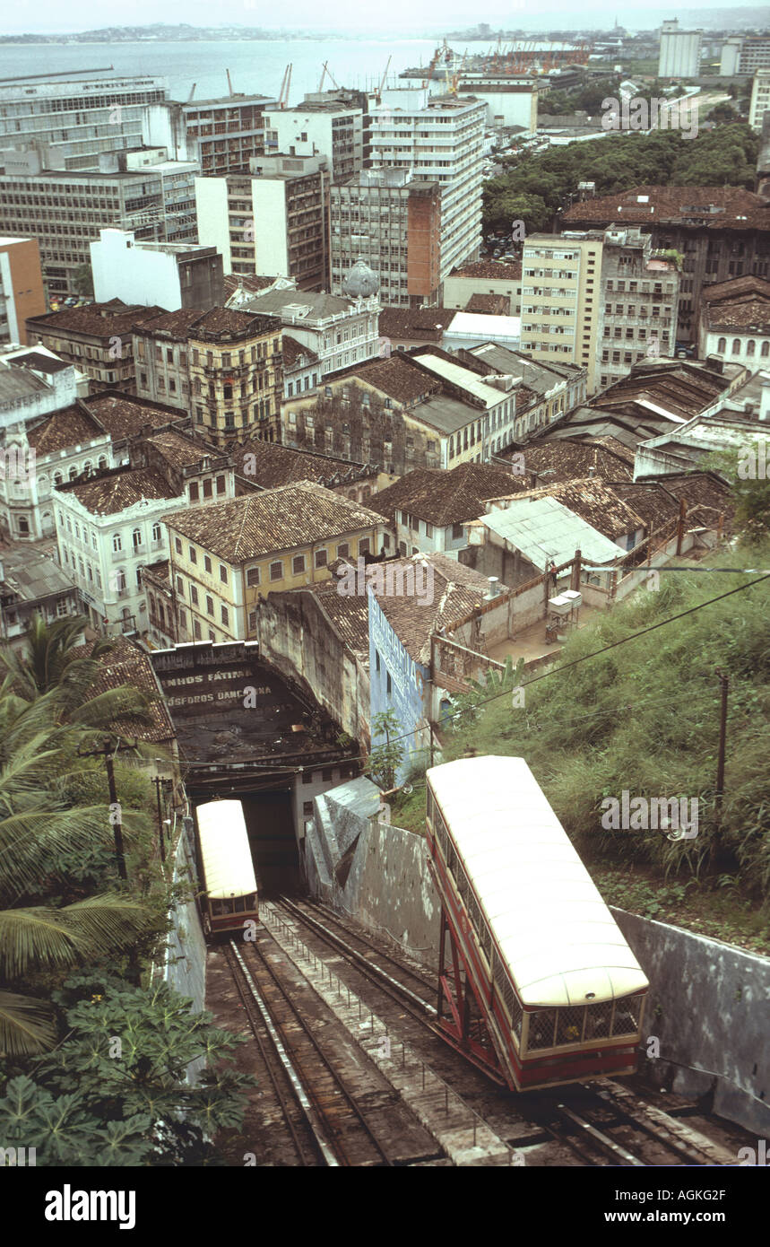 Looking across the lower city Salvador Bahia Brazil from the top of the escarpment in 1971 Stock Photo