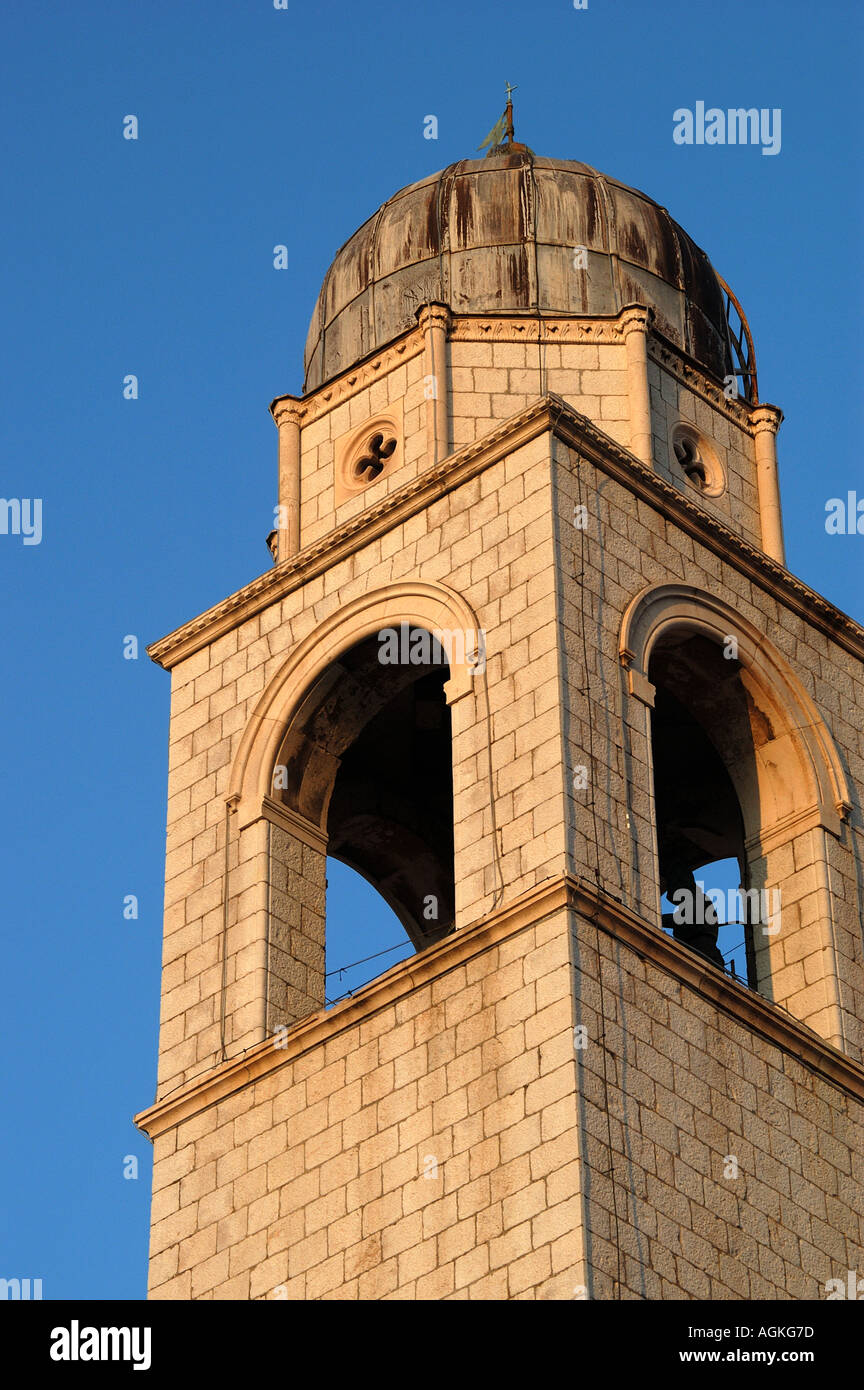 Top of the clock tower at dusk Dubrovnik Croatia Stock Photo Alamy