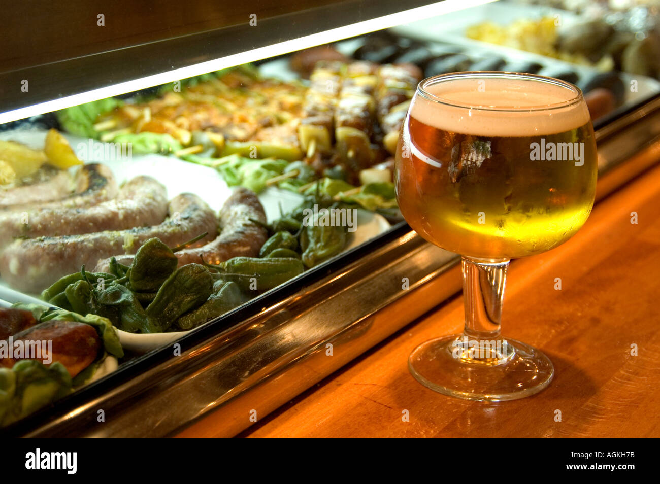 A Glass Of Beer In A Tapas Bar La Rambla Barcelona Spain Stock Photo - Alamy