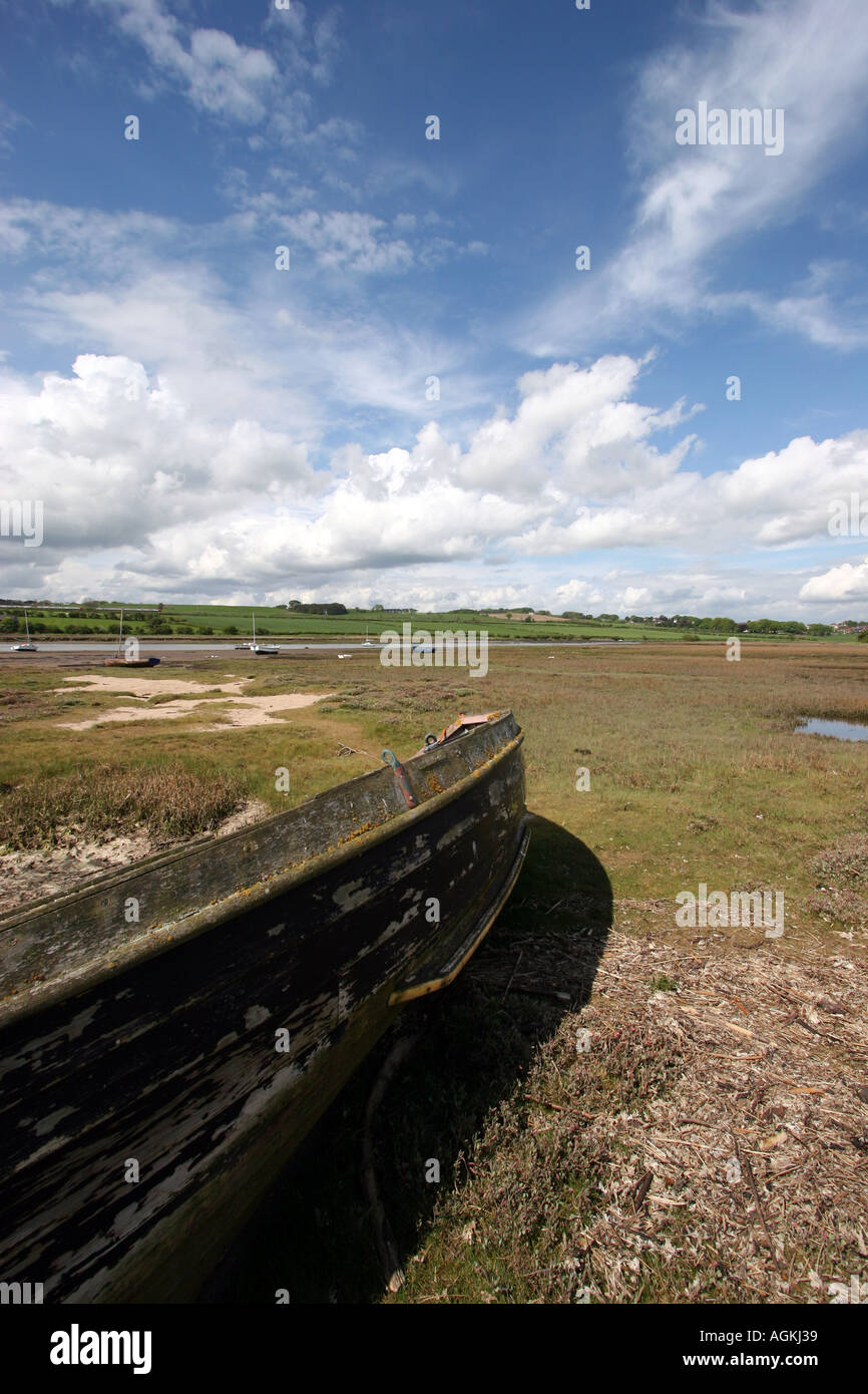 old boat low tides england Stock Photo