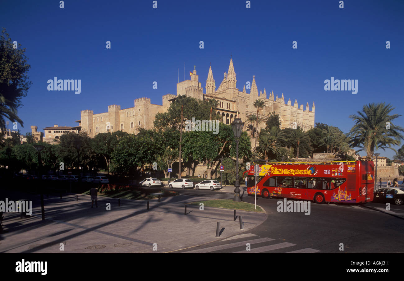 Almudaina Royal Palace and historic Gothic Cathedral Palma de Mallorca Stock Photo