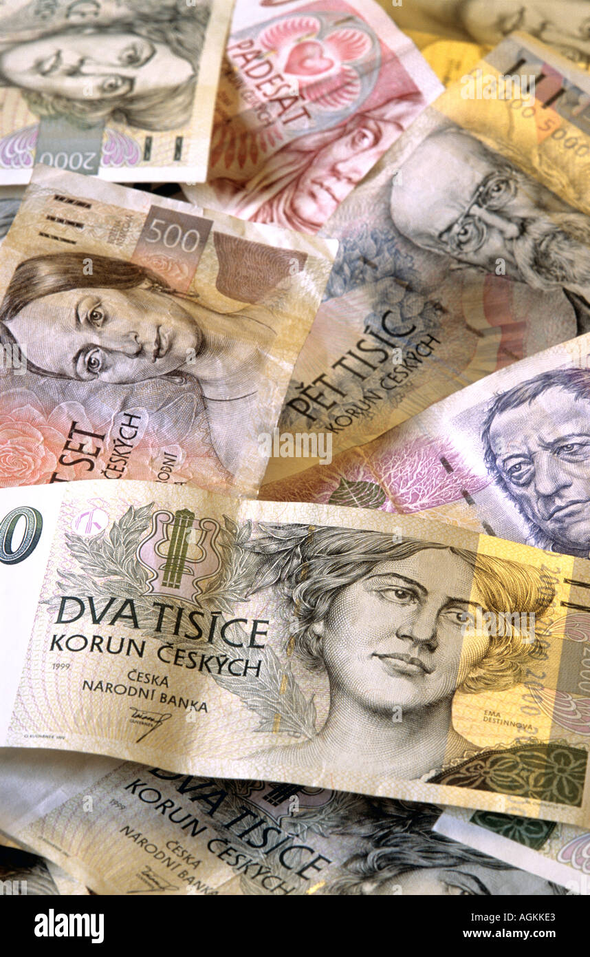 Czech notes close up hi-res stock photography and images - Alamy