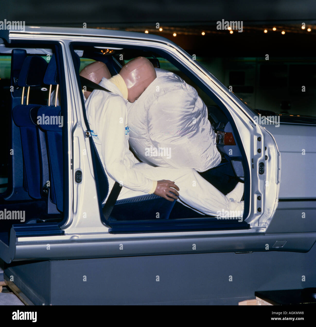 Crash Test Dummy In Car Airbag Stock Photo
