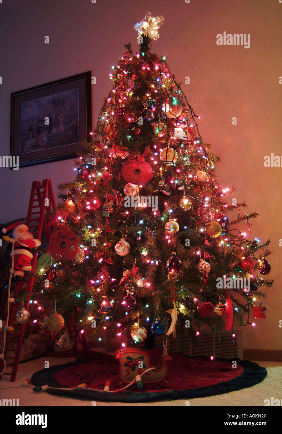 Decorated christmas tree ladder hi-res stock photography and images - Alamy