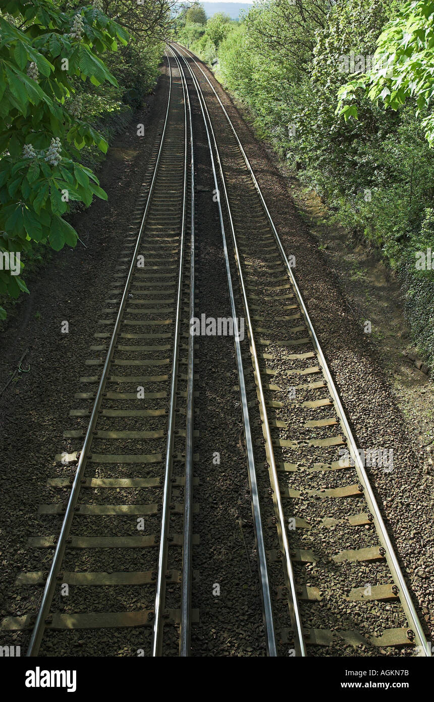 Train tracks at West Malling rail station Stock Photo