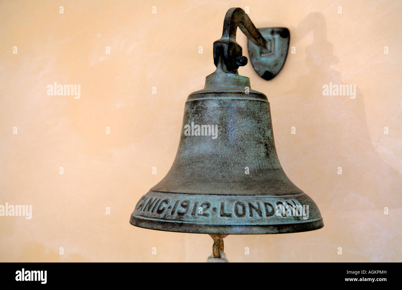 Bronze bell with the words Titanic London 1912 Stock Photo Alamy