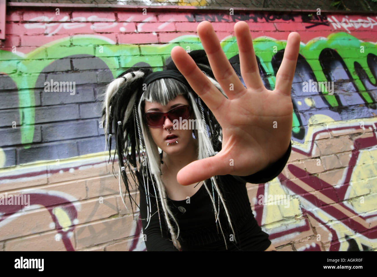goth girls thumb Penis head waxy